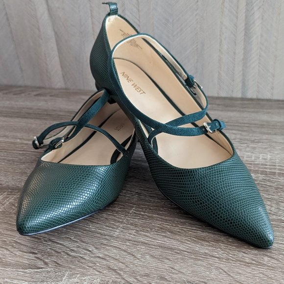 Nine West Shoes - Nine West Artzyo Green Mary Jane Flats with Criss-Cross. Size10M